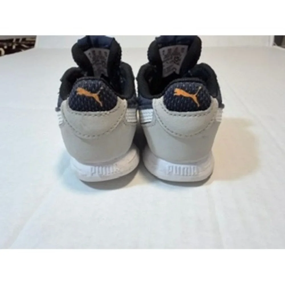 Puma R78 V Inf Kids Navy Blue Grey Orange Sneakers 405458-03 Size 5C